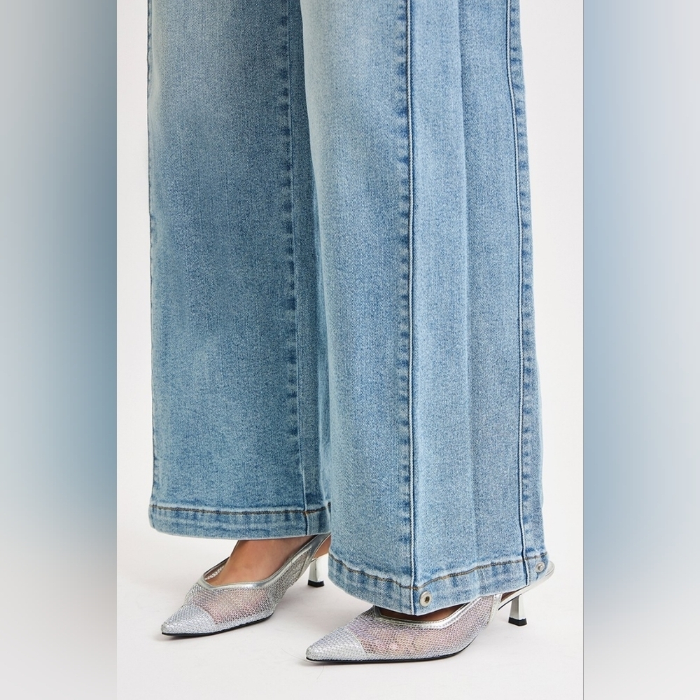 Risen MR Light Wash Wide Leg Barrel Adjustable Leg Denim Jeans Various NEW - Picture 11 of 11